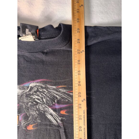 Harley Davidson Mens Black Graphic T-Shirt Flame Eagle Logo XL - Picture 7 of 8